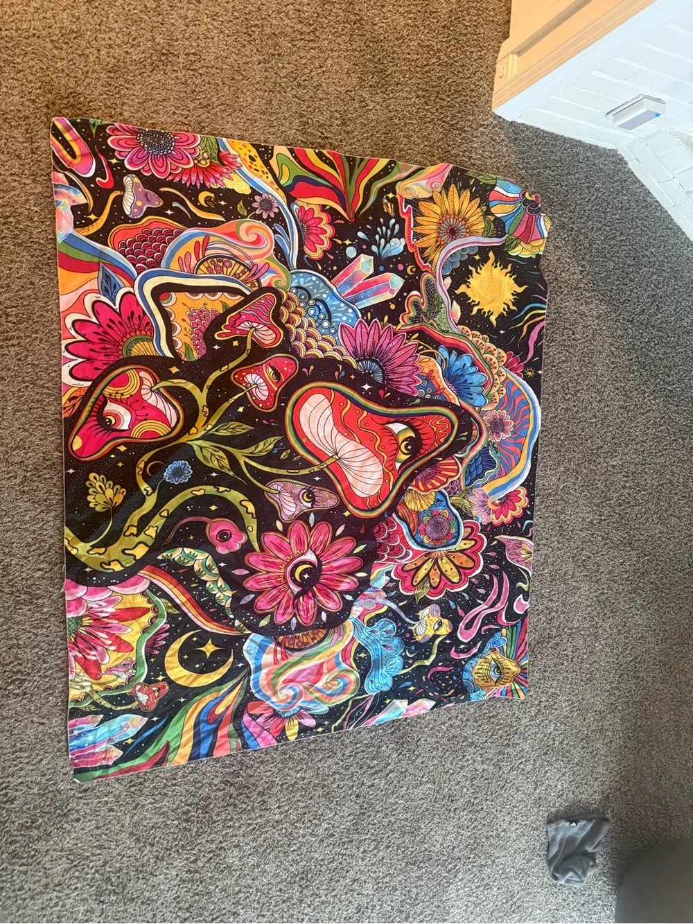 Vibrant Psychedelic Floral Tapestry Scarf